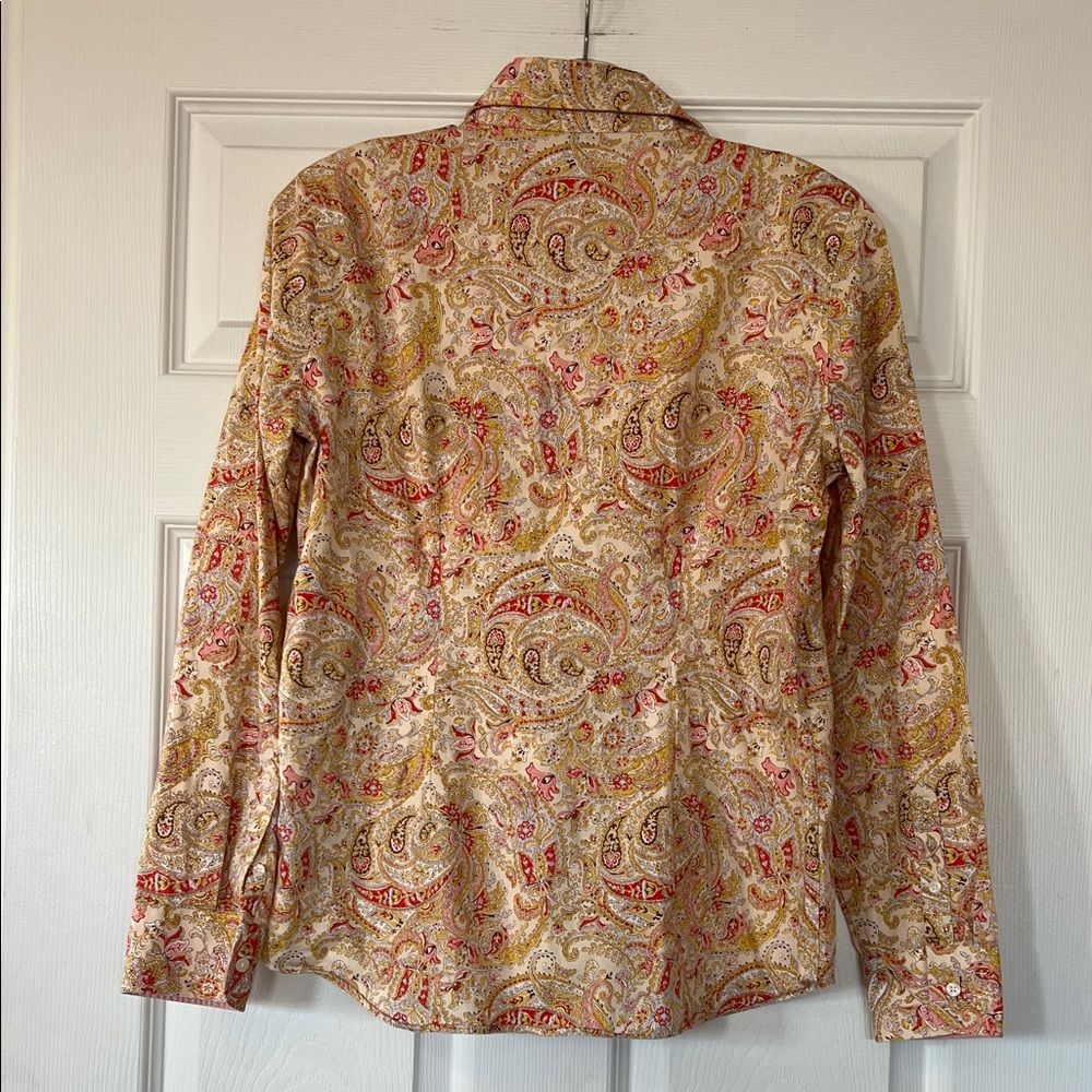 Chaps Paisley Button-Down Shirt in Cream, Red & Gold - Picture 5 of 5